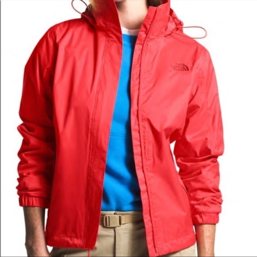 North face resolve rain jacket color, red. Size small